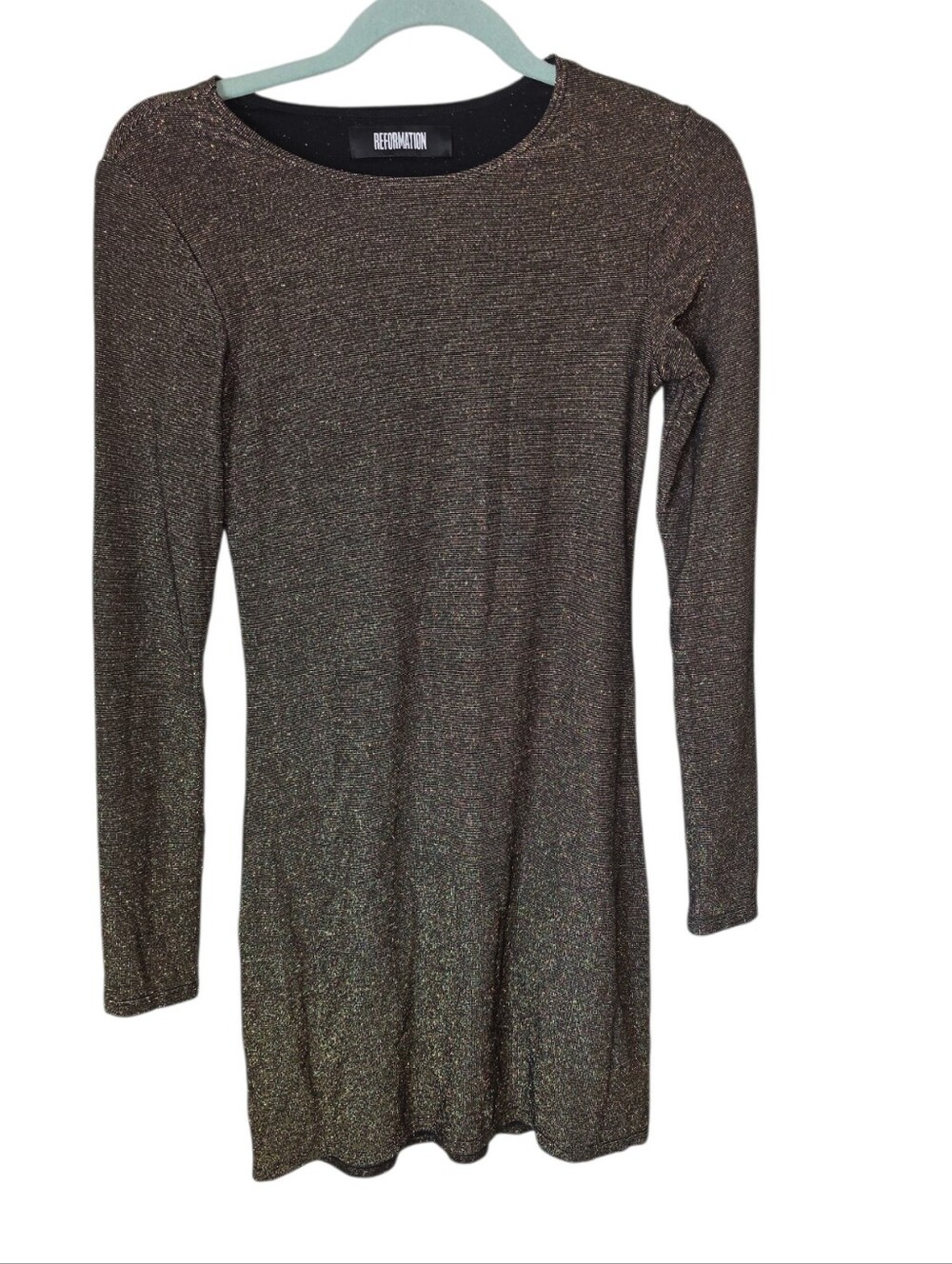 New Reformation Gold And Black Sparkle Dress Small